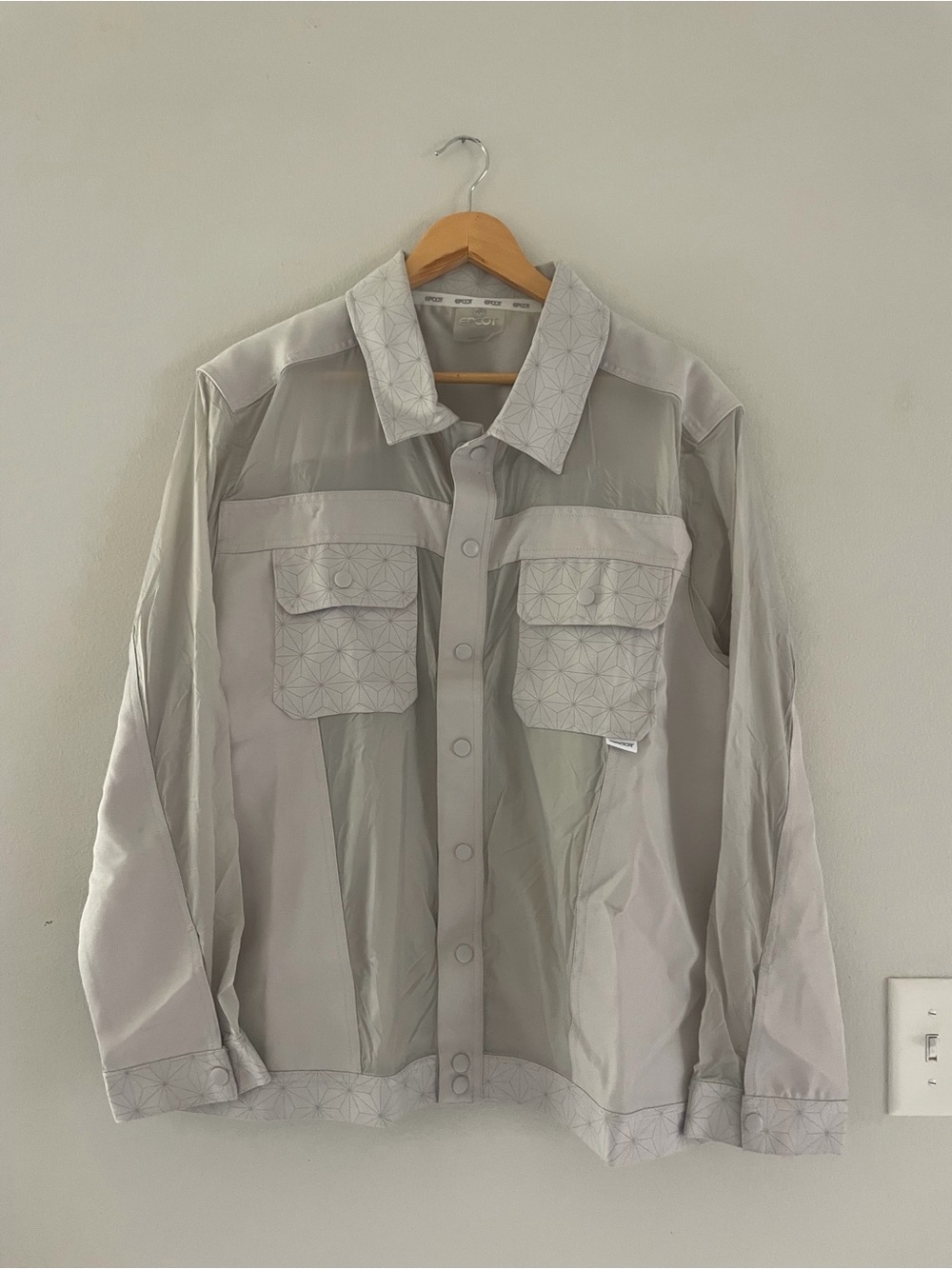 Epcot Grey Sheer Panel Button-Down Shirt